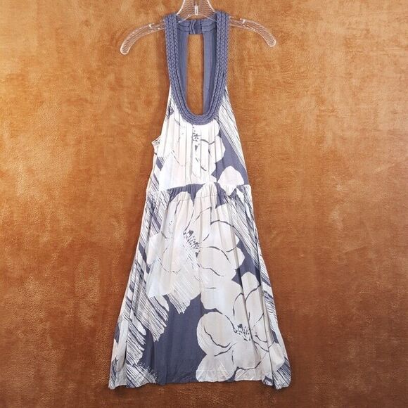 Deletta ANTHROPOLOGIE Womens Dress Small Cream Gray Floral Sundress Pullover - Picture 1 of 9